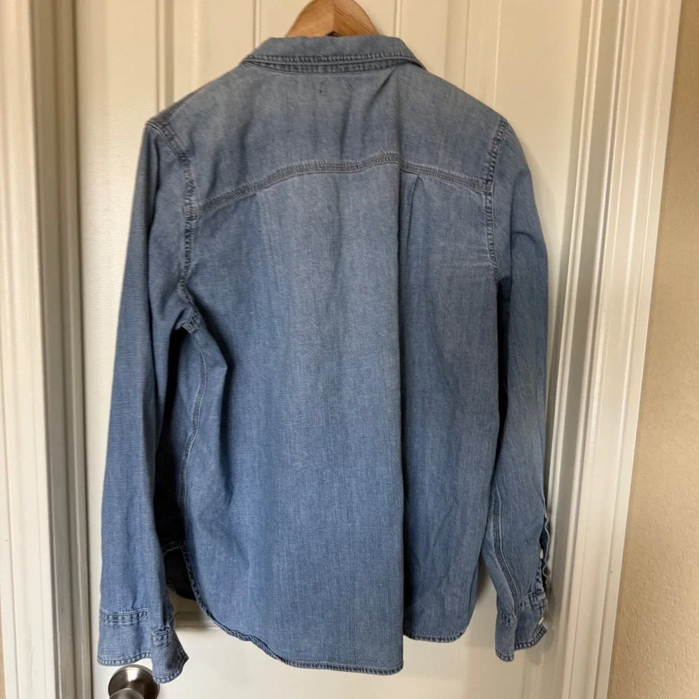 J. Crew Factory Light Blue Denim Button-Down Shirt - Picture 5 of 8